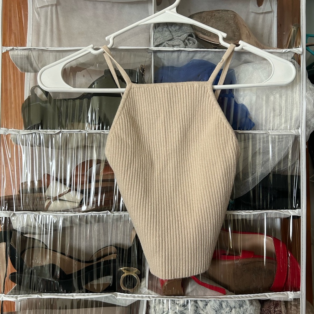 FOREVER 21 Ribbed Beige Halter Top